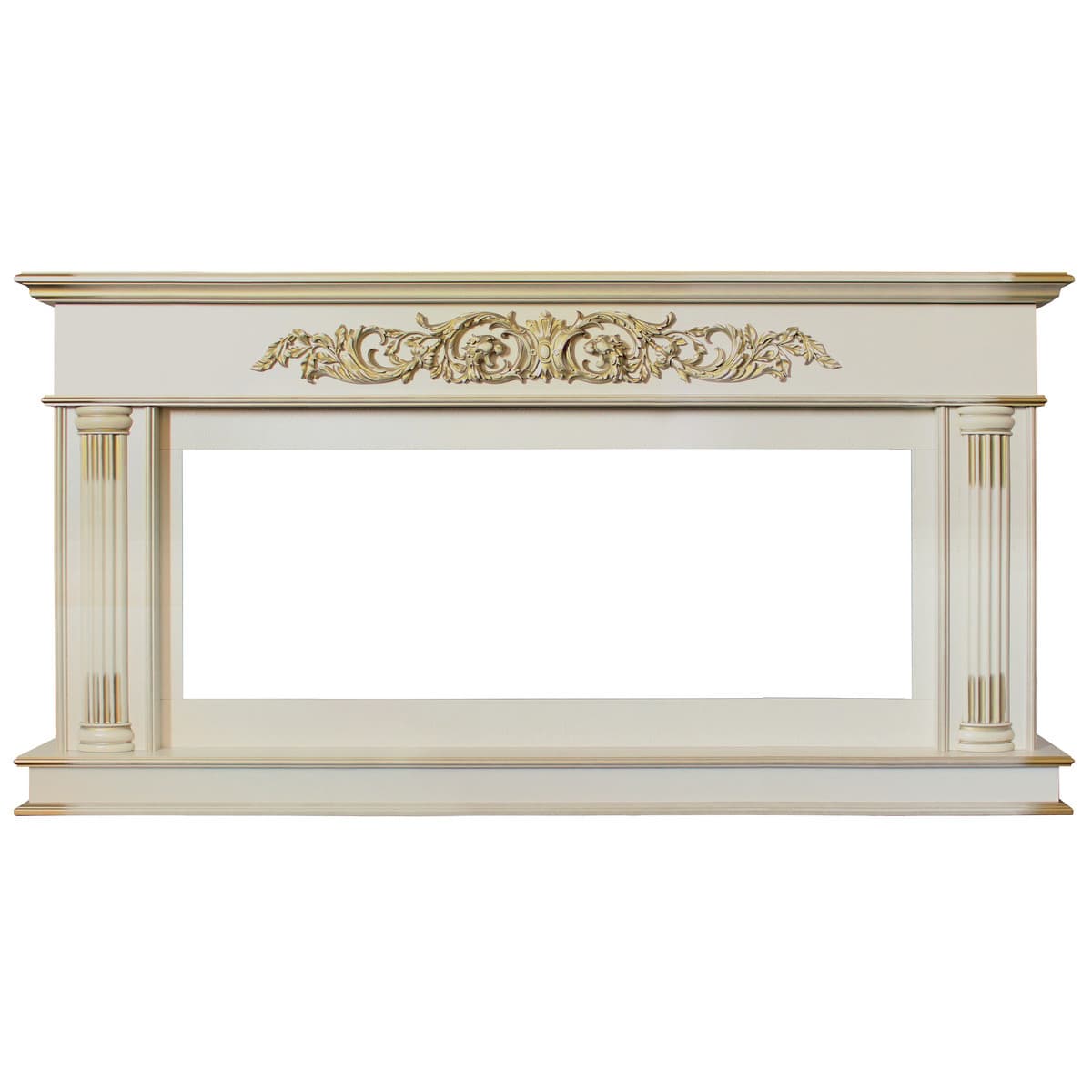 Портал каминный из МДФ RealFlame Prince 50 WT белый дуб с золотой патиной, под очаг Saphir 50